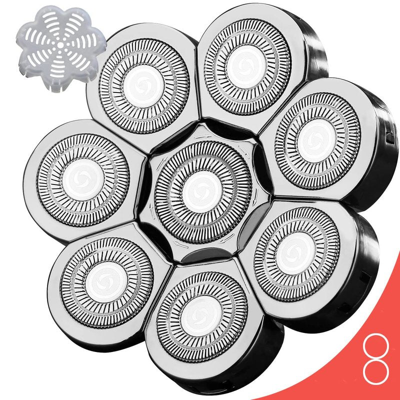 Universa 8 Blades Replacement Heads for Mainstream head shaver brands, Head Shaver Replacement Blades (8 Silver)