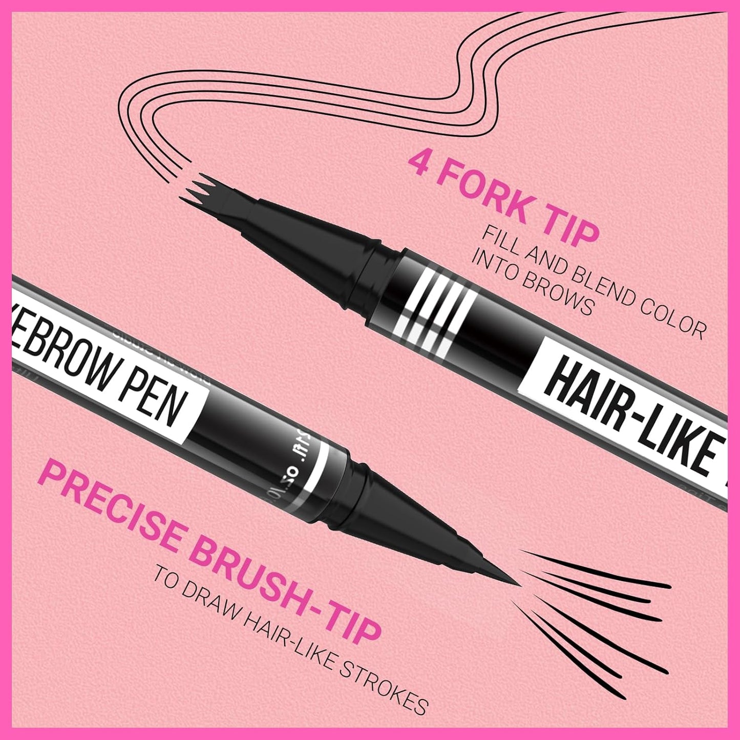 Eyebrow Pen - 2-in-1 Eyebrow Pencil with 4-Fork & Brush Tip for Natural Hair-Like Brows | Dark Brown
