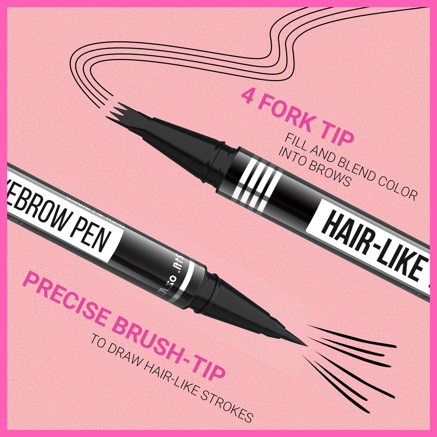 iMethod Eyebrow Pen - Eyebrow Pencil Magical 2-in-1 Eye Brow Pencils for Women with 4-Fork-Tip & Precise Brush-Tip for Natural Hair-Like Brows, Last All-Day, with Eyebrow Spoolie Brush, Light Brown