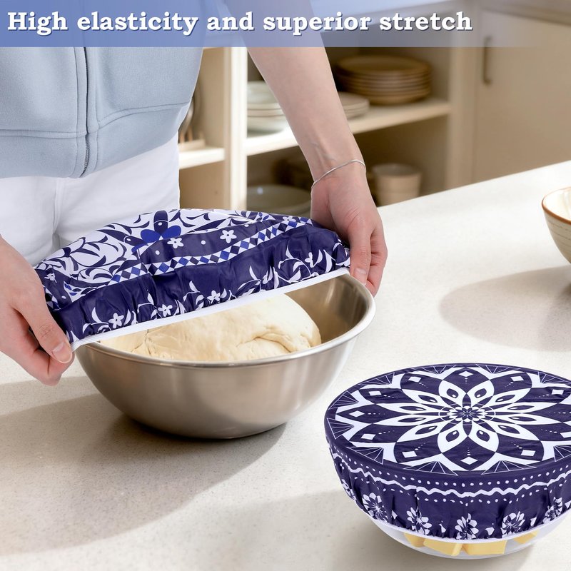 Revahope 2 Large Reusable Beeswax Bowl Covers for Bread Proofing, 10/12 Inch Elastic Beeswax Wraps Cotton Cloth Sourdough Bowl Covers for Proofing Baskets, Mixer Bowls, Food Storage Containers