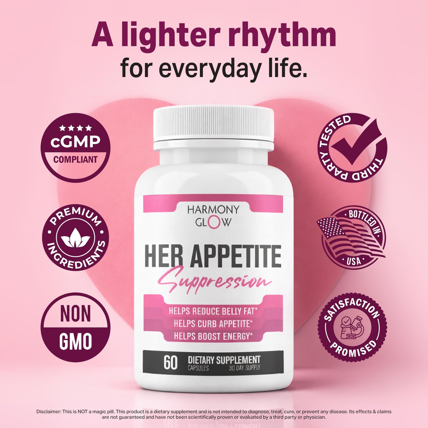 Her Appetite Suppression - Supports GLP-1 Related Metabolic Pathways, Promotes Weight Loss for Women, Helps Control Appetite/Cravings & Promotes Energy | 3rd Party Tested Supplement - 60 Capsules