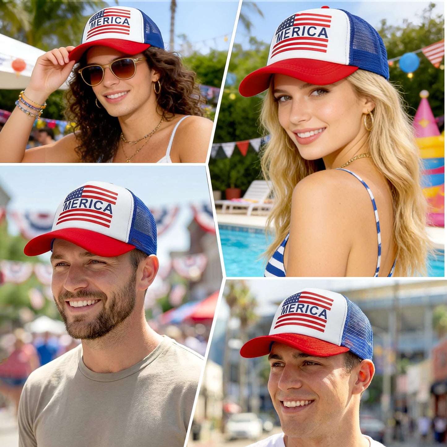 Yunfan 4th of July Hat 4th of July Accessories Adjustable Baseball Cap Snapback Mesh American Flag USA Hat Fourth of July Memorial Veterans Labor for Women Men Teen