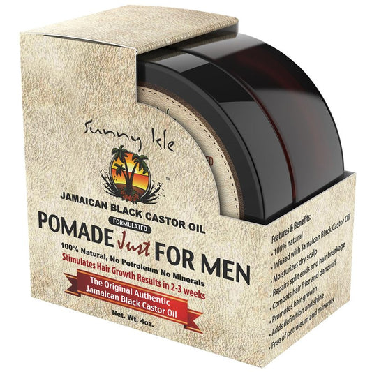 Sunny Isle Jamaican Black Castor Oil Hair Food Pomade For Men - Beard Balm, Moisturizes, Controls Frizz, Anti-Dandruff - 4 oz