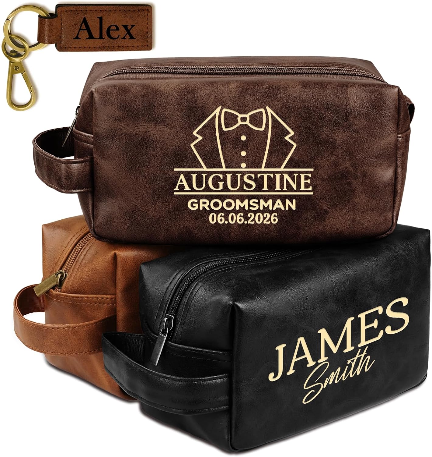 Personalized Toiletry Bag for Men - Custom Leather Travel Shaving Kit | Unique Gift for Him, Husband, Dad