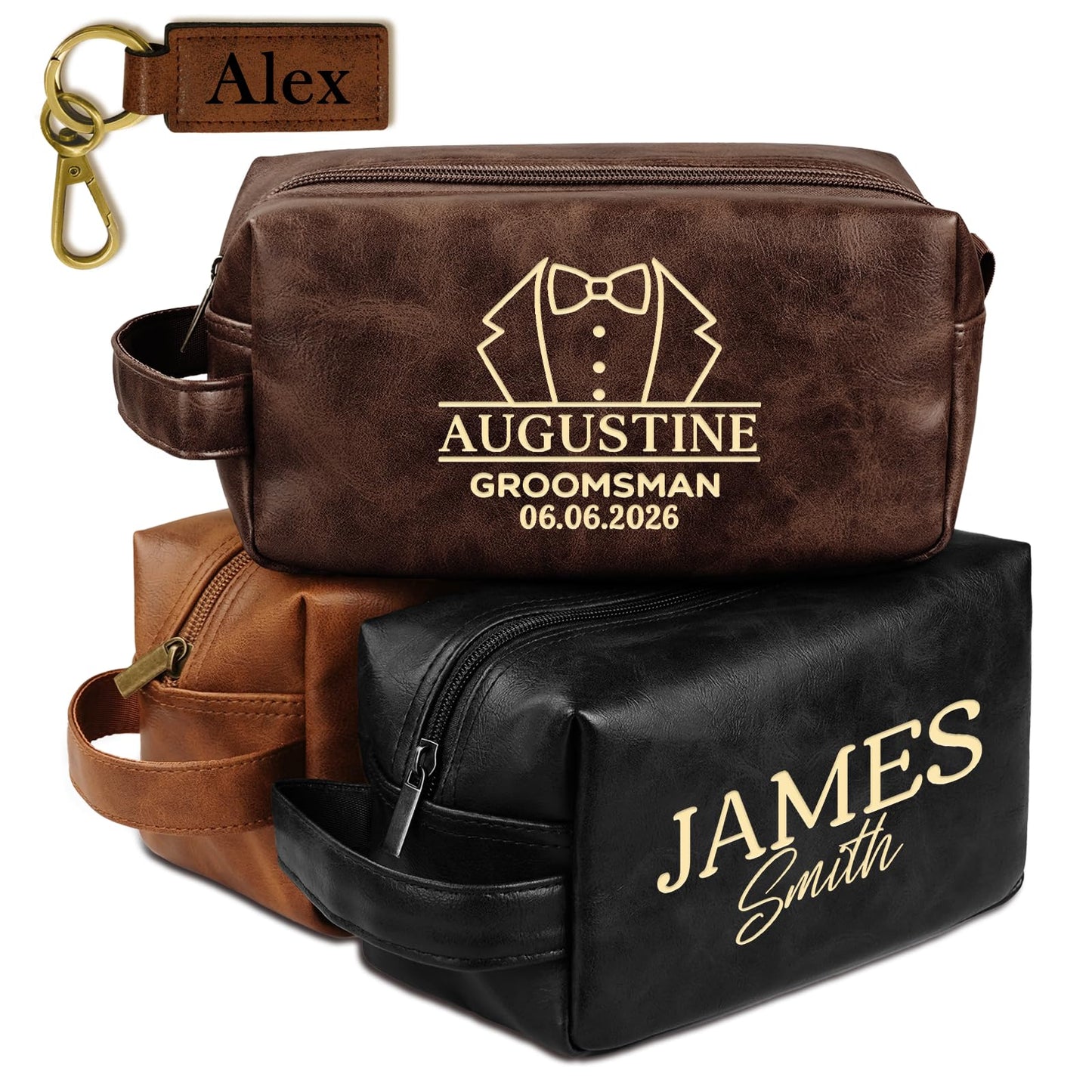 Personalized Groomsmen Gifts, Personalized Toiletry Bag for Men, Custom Toiletry Bag, Customized Leather Travel Shaving Kit Bag, Unique Birthday Gift for Men, Him, Husband, Father, Son, Dad, Brother