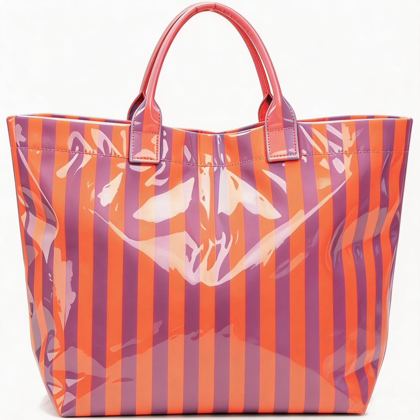 Tote Bag for Women Striped PVC Tote Bag Beach Tote Bags,Waterproof Handbag for Travel,Pool,Summer Travel Vacation Purse