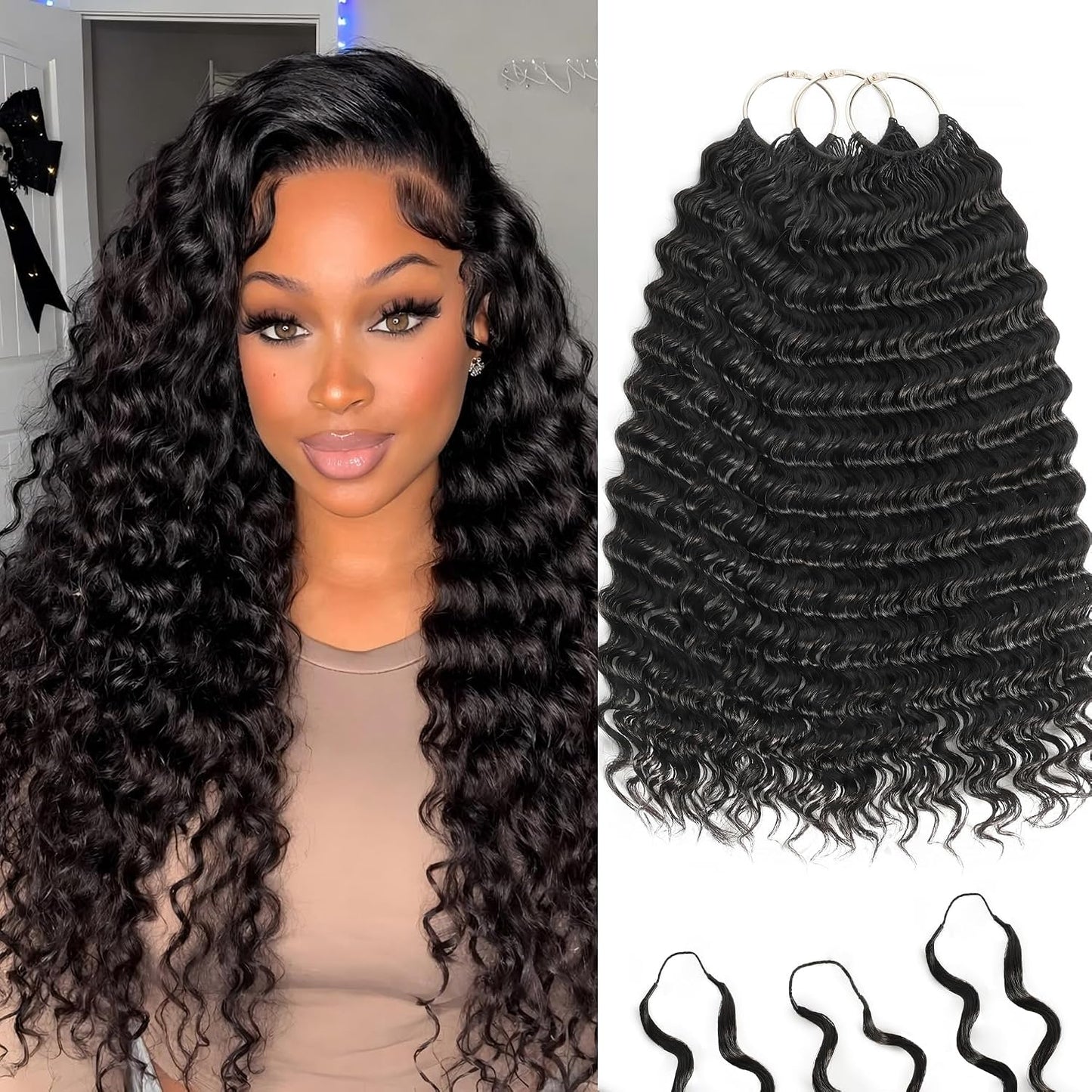 Feather Crochet Hair Extensions - 12 Inch 120g Invisible Miracle Knots for Black Women | Jerry Curly Pre-Separated Natural Black