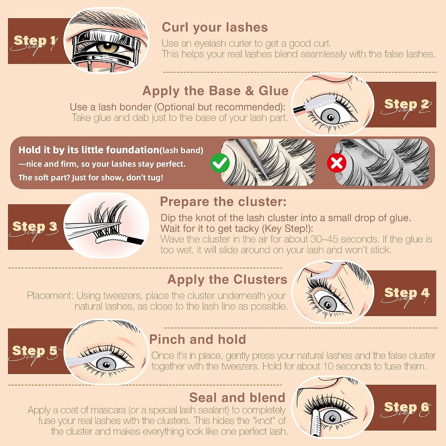 Spider Lash Clusters Kit - Wispy Eyelash Extensions with D Curly Design | 8-14MM Individual Lashes & Bond