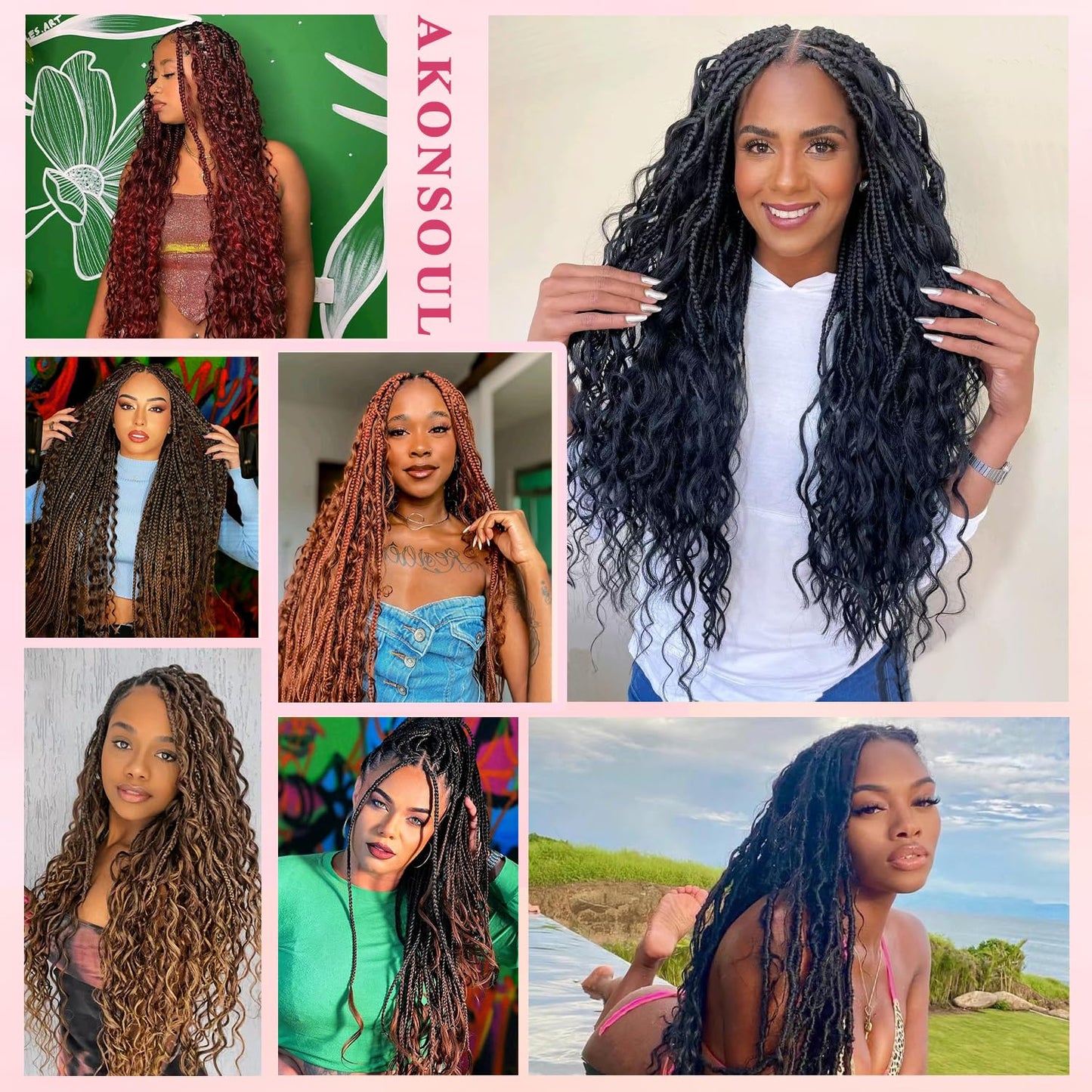 22 Inch Human Braiding Hair - Boho Deep Wave Bulk Brazilian Virgin Hair | 3 Bundles, 110g, Natural Color