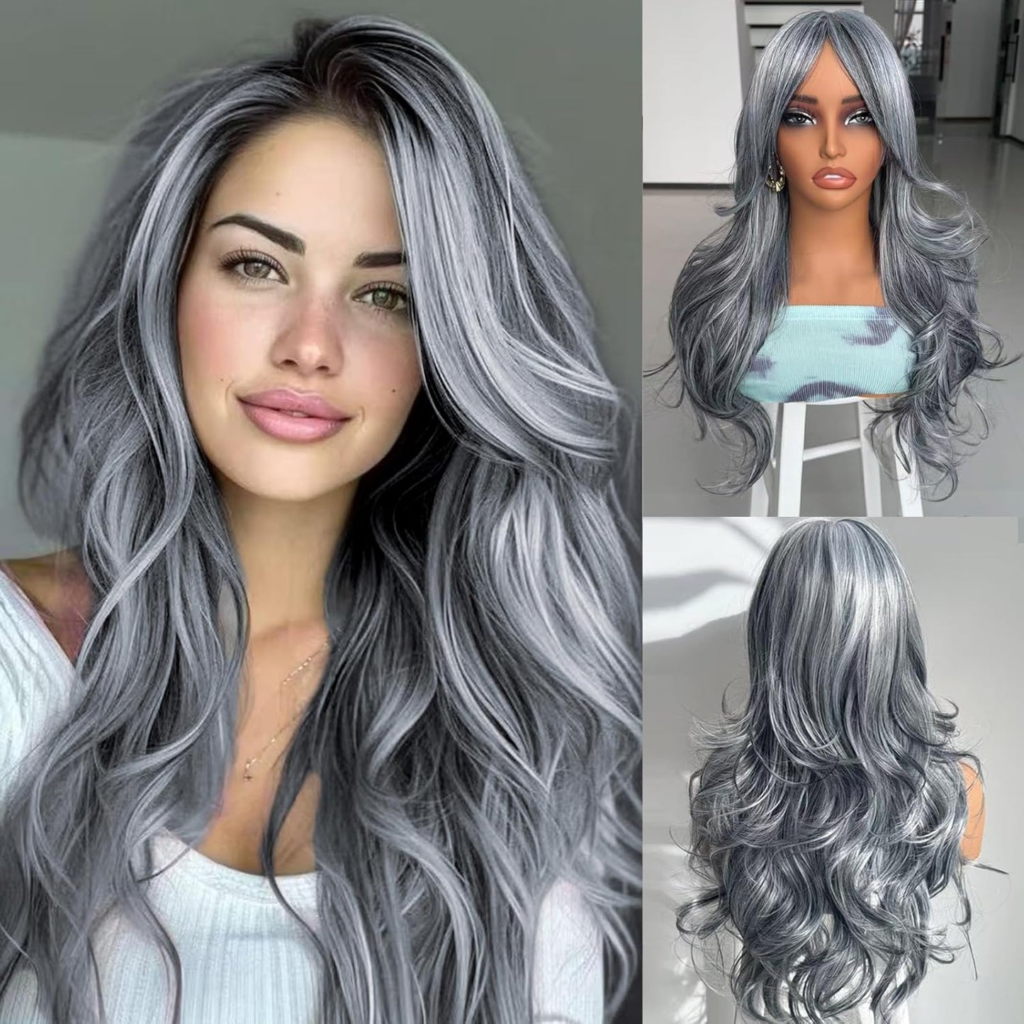 Layered Wavy Wigs for Women - Synthetic Butterfly Haircut, Natural Black, Heat Resistant | Perfect for Daily & Party Use