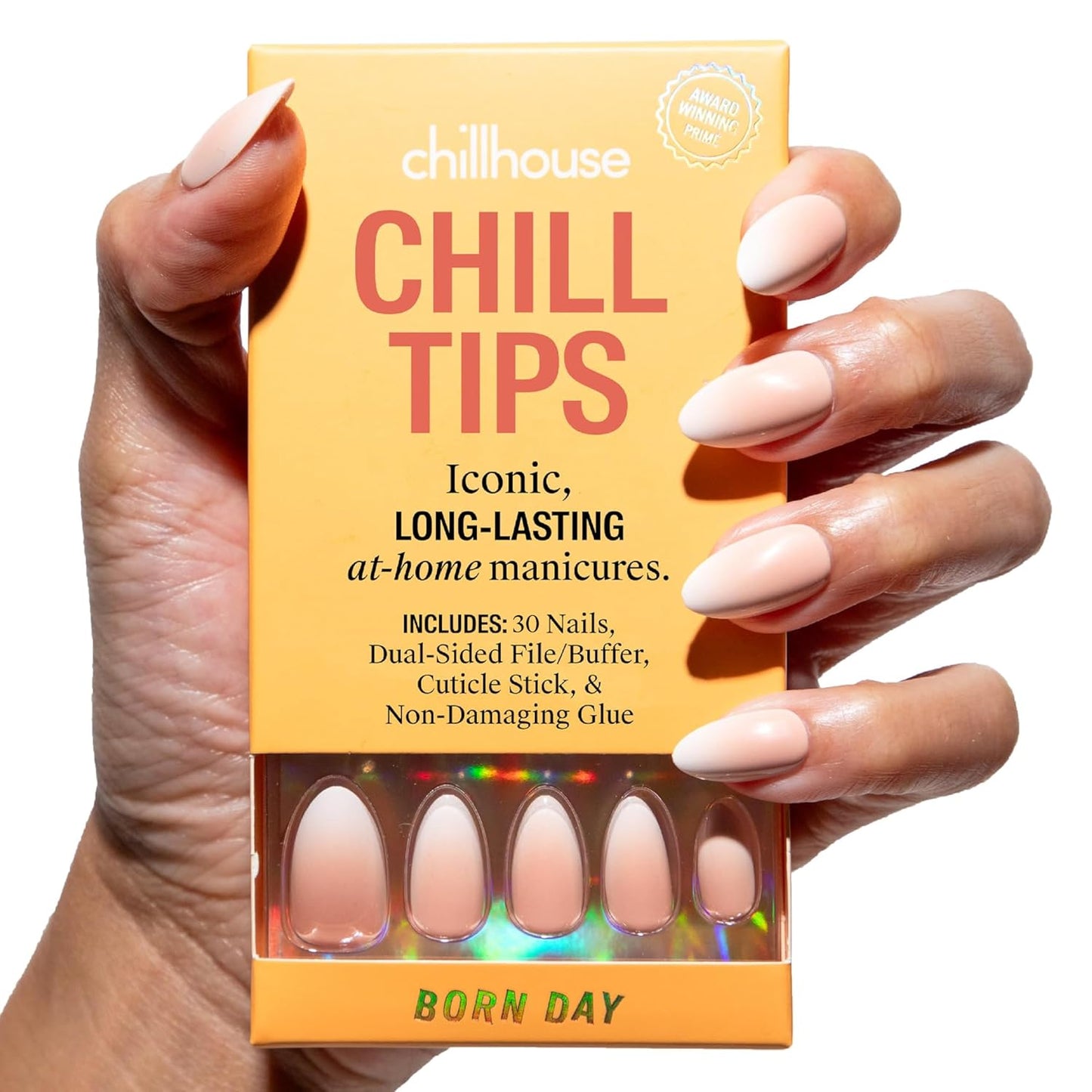 Chillhouse Press-On Nails Kit - Night Slip Almond | 30 Customizable Shapes & Sizes, Up to 2 Weeks Wear