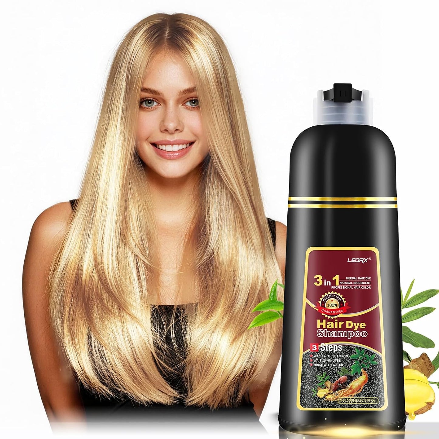 Chestnut Brown Hair Dye Shampoo | 3-in-1 Instant Herbal Color for Men & Women - Easy At-Home Application