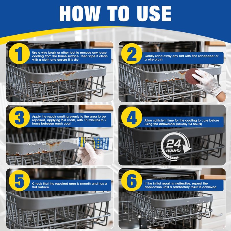 JAOJAO Dishwasher Rack Repair Coating, Dishwasher Rack Repair Kit Strong Waterproof Protection High and Low Temperature Resistant Safe Formula for Dishwashers and Vinyl Rack Restoration, 50ml Grey