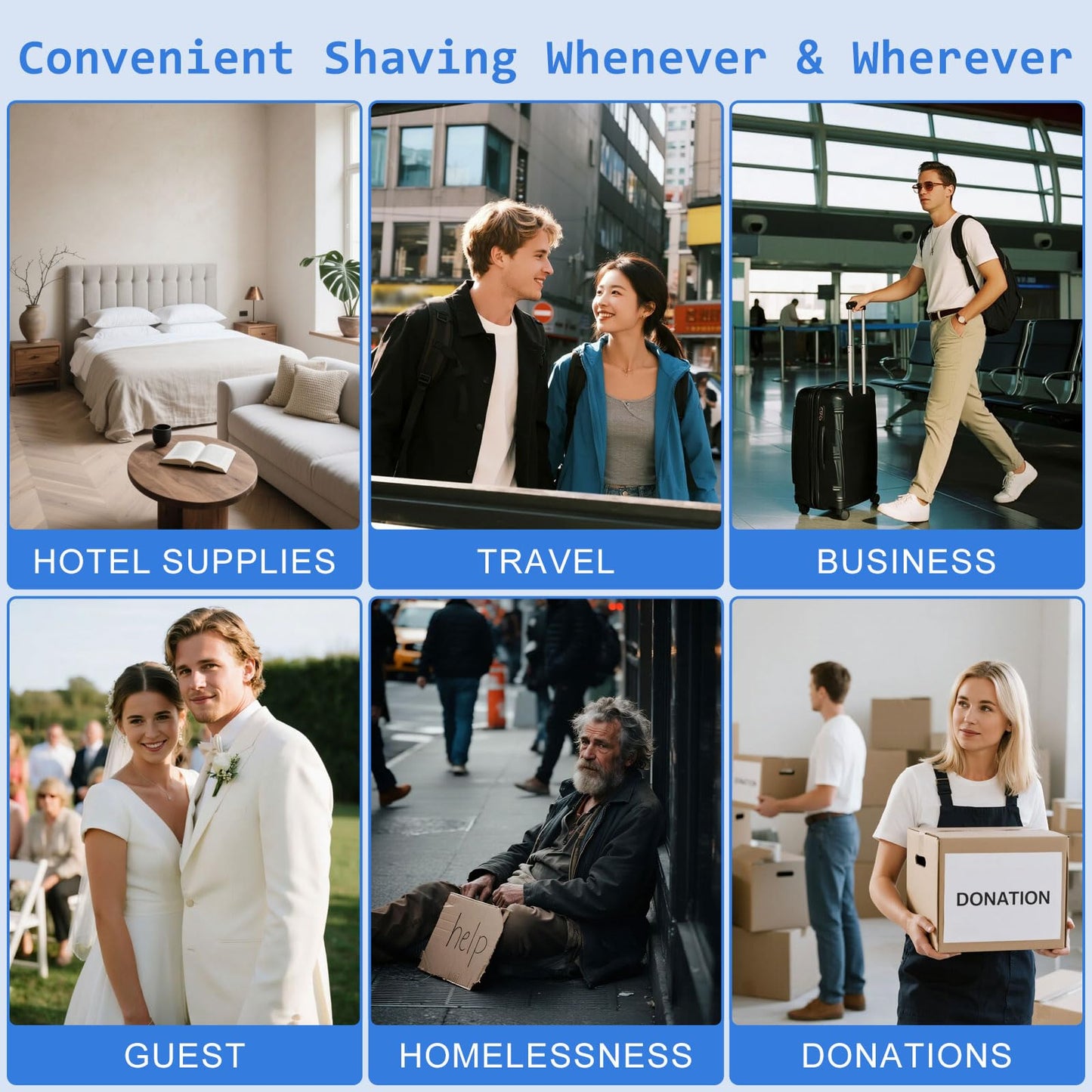 Disposable Razors Bulk, Razors Individually Wrapped Bulk, Travel Razors Bulk With 10g Shaving Cream For Hotels, Shelters, Homeless, Nursing Homes, Charities, Churches (Blue,30-PACK)