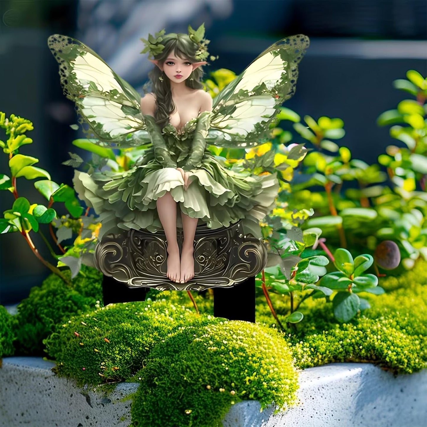 Green Fairy Acrylic Garden Stake - Charming Indoor & Outdoor Decoration for Flower Pots | Ideal for Courtyards & Lawns