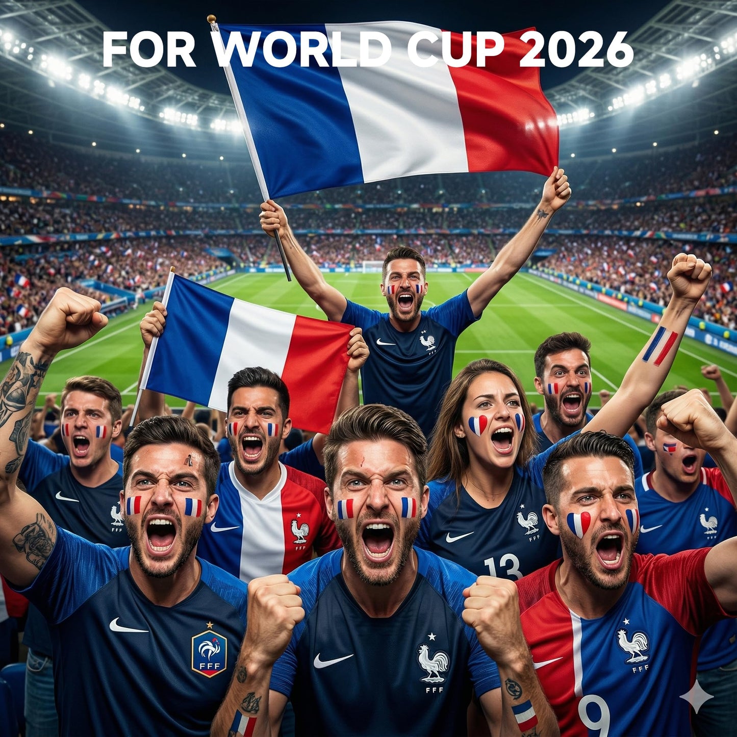 GMLIRTN 50 Pcs for Fan Flag Tattoos for World Cup 2026 - Waterproof Temporary Stickers for Team Pride & Viewing Parties（France）