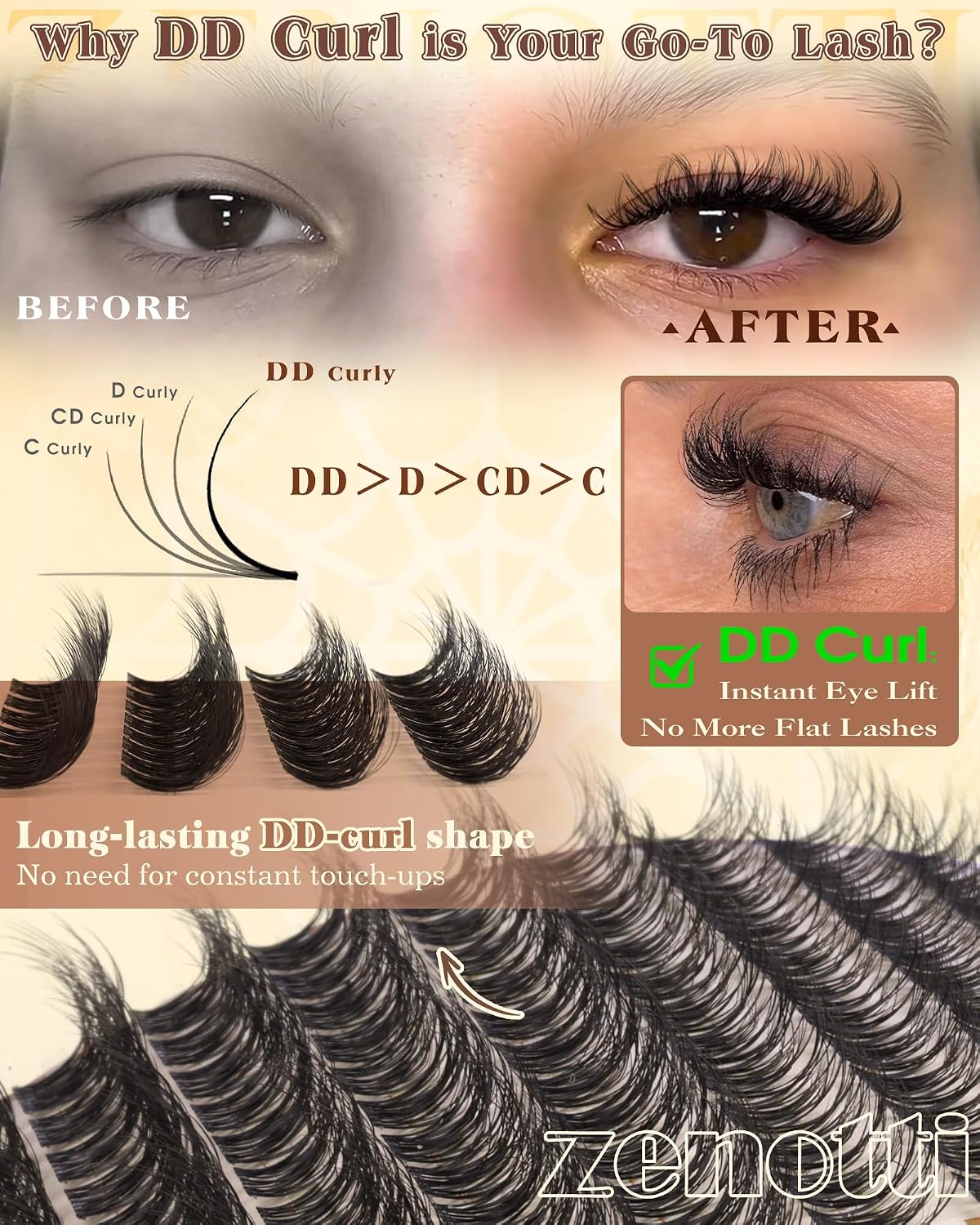 Breeze Spider Lash Clusters - Wispy DD Curl Eyelash Extensions | 10-16mm, 144PCS for Natural Daily Wear