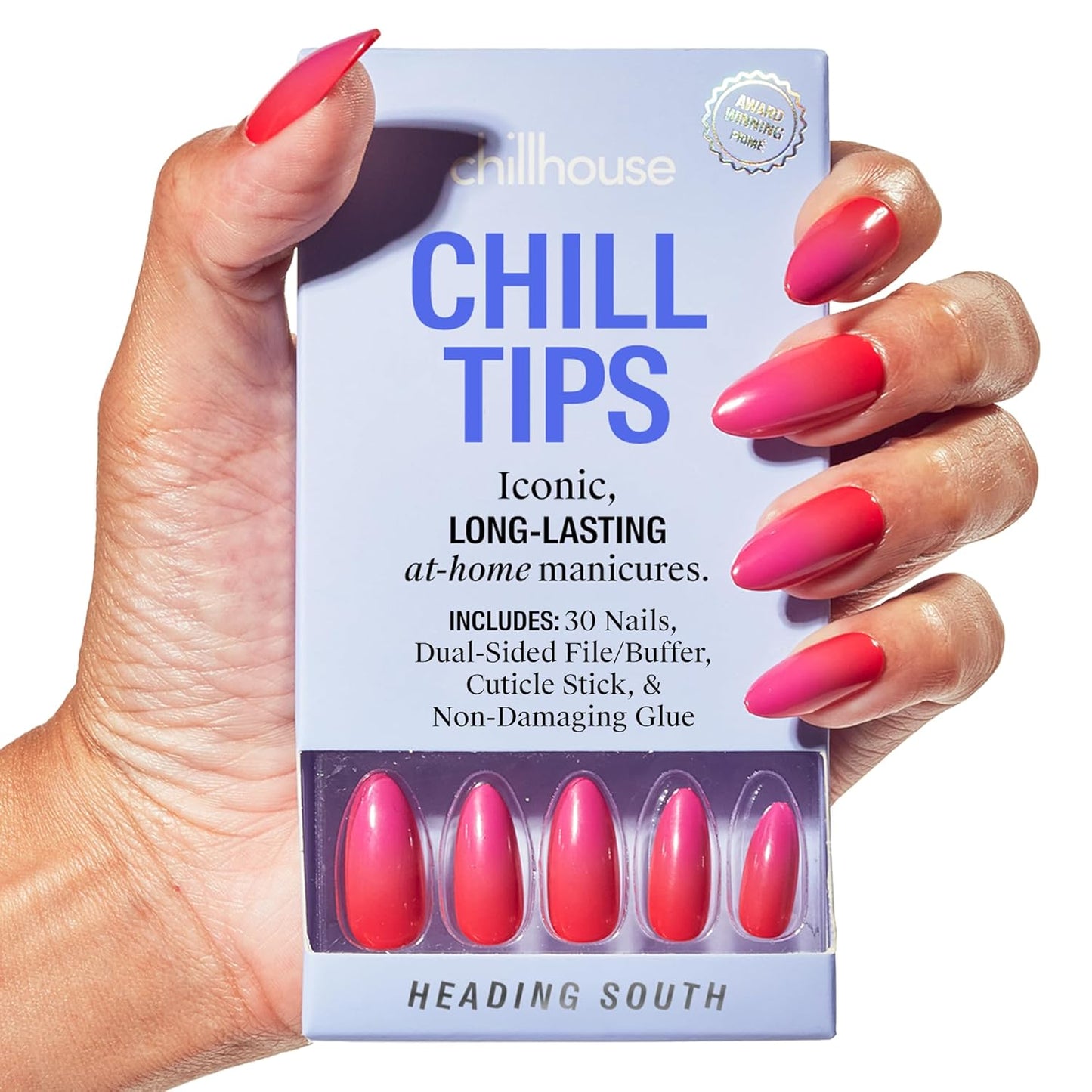 Chillhouse Press-On Nails Kit - Night Slip Almond | 30 Customizable Shapes & Sizes, Up to 2 Weeks Wear