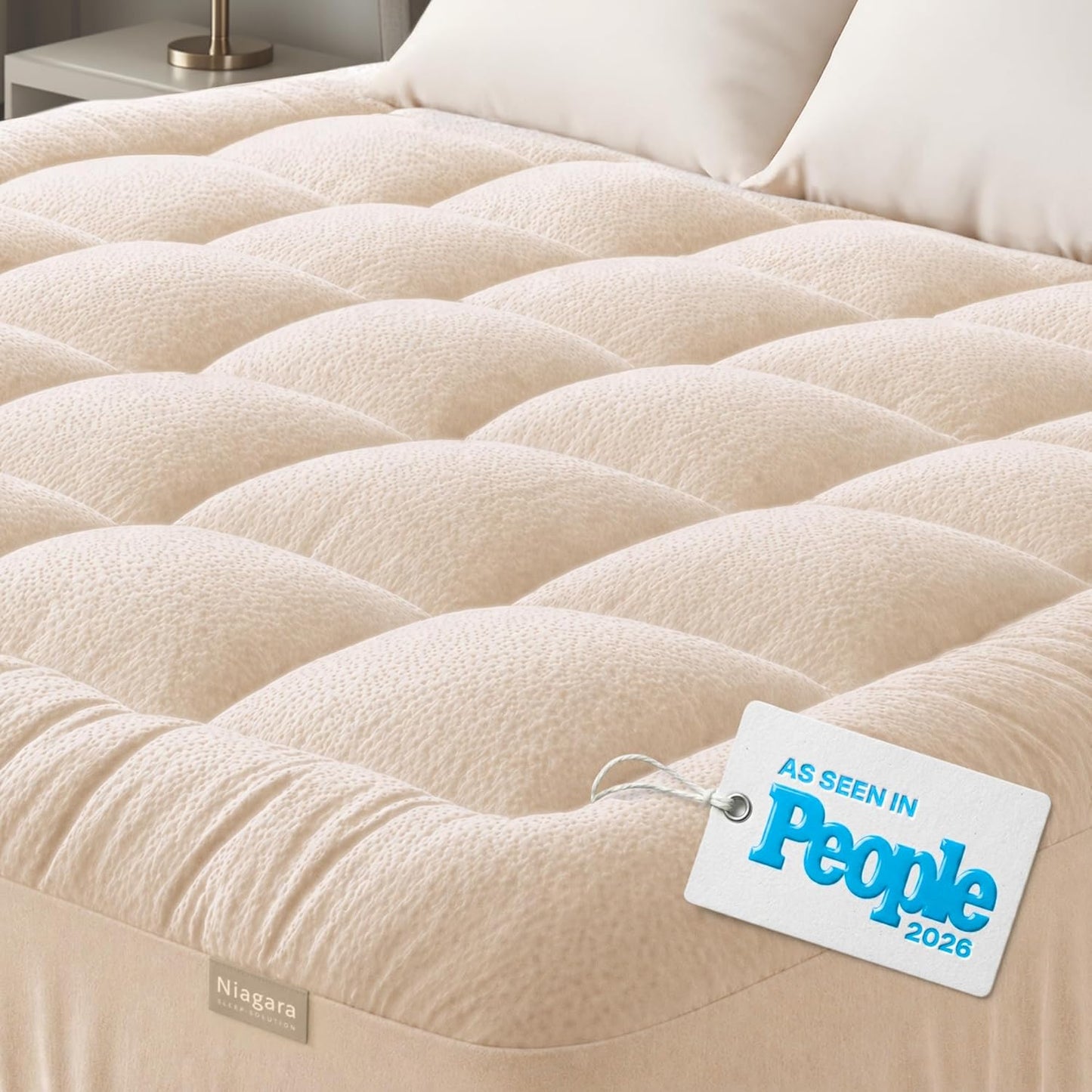 Niagara Sleep Solution Ultra Soft Queen Mattress Topper - Bamboo Pillow Top for Back Pain Relief | Naturally Cooling Green