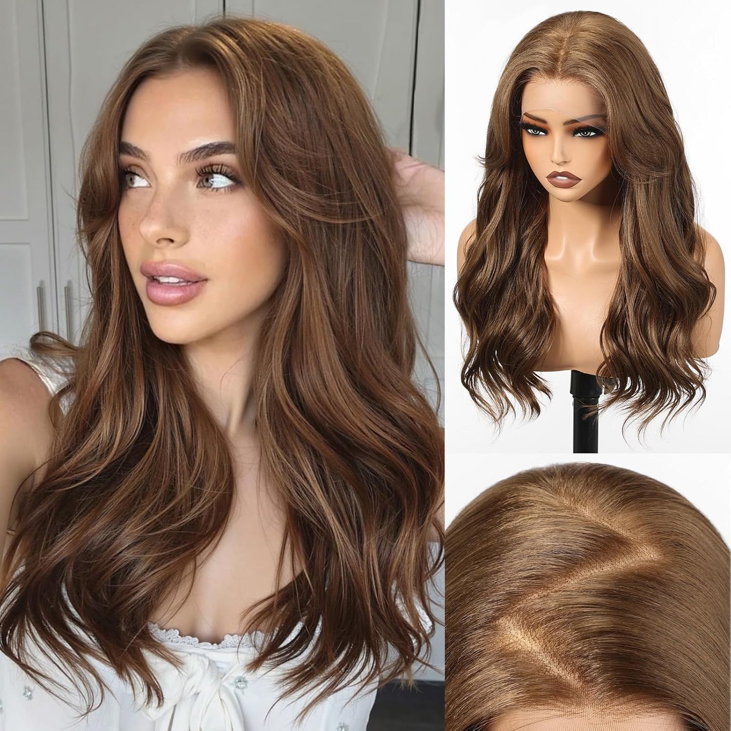 HD Lace Front Wig - 22 Inch Gray Long Wave Layered Synthetic Hair | Glueless Daily Wear for Women