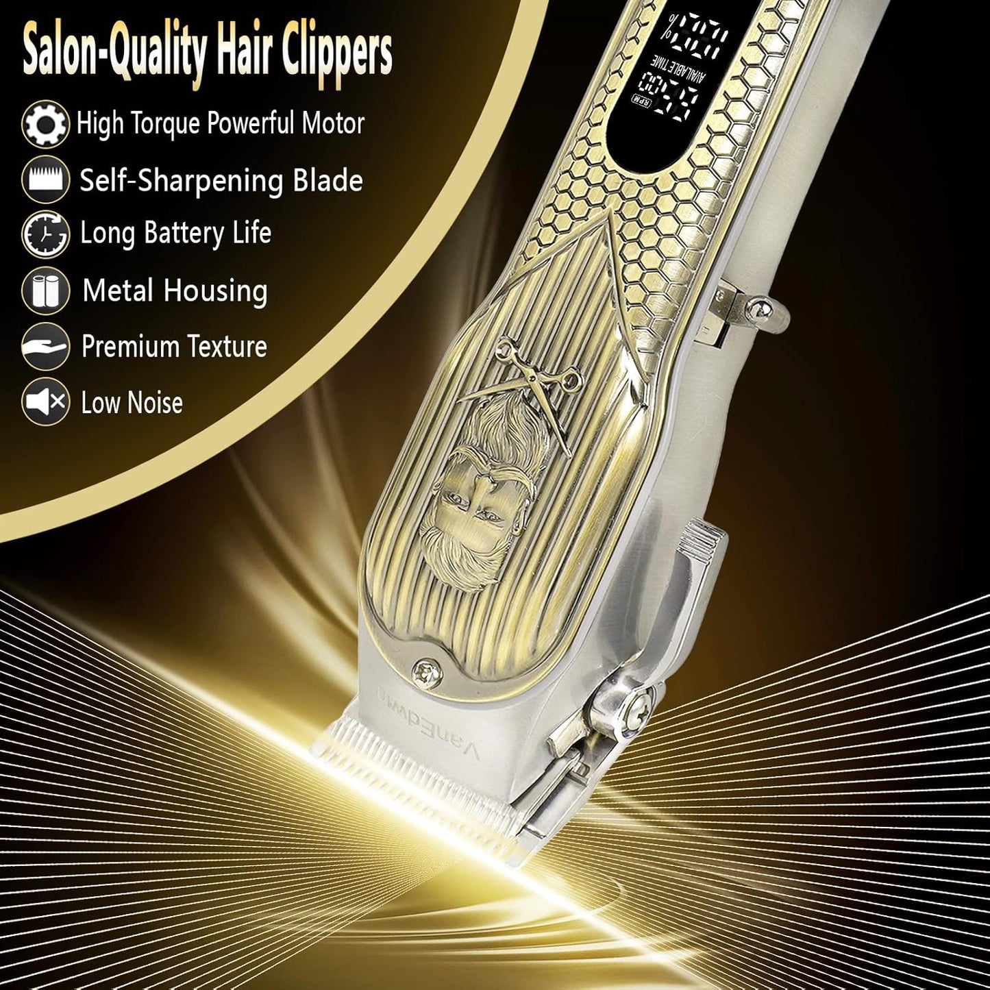 Professional Hair Clippers for Men - Heavy Duty Cutting Performance | Cordless Rechargeable Haircut Kit