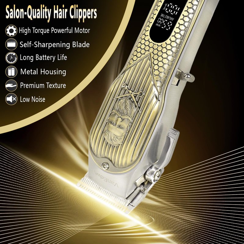 VanEdwinPRO Professional Hair Clippers for Men with Extremely Heavy Duty Performance, Professional Hair Trimmer for Men, Cordless Mens Hair Clippers, Electric Fade Beard Trimmer for Men