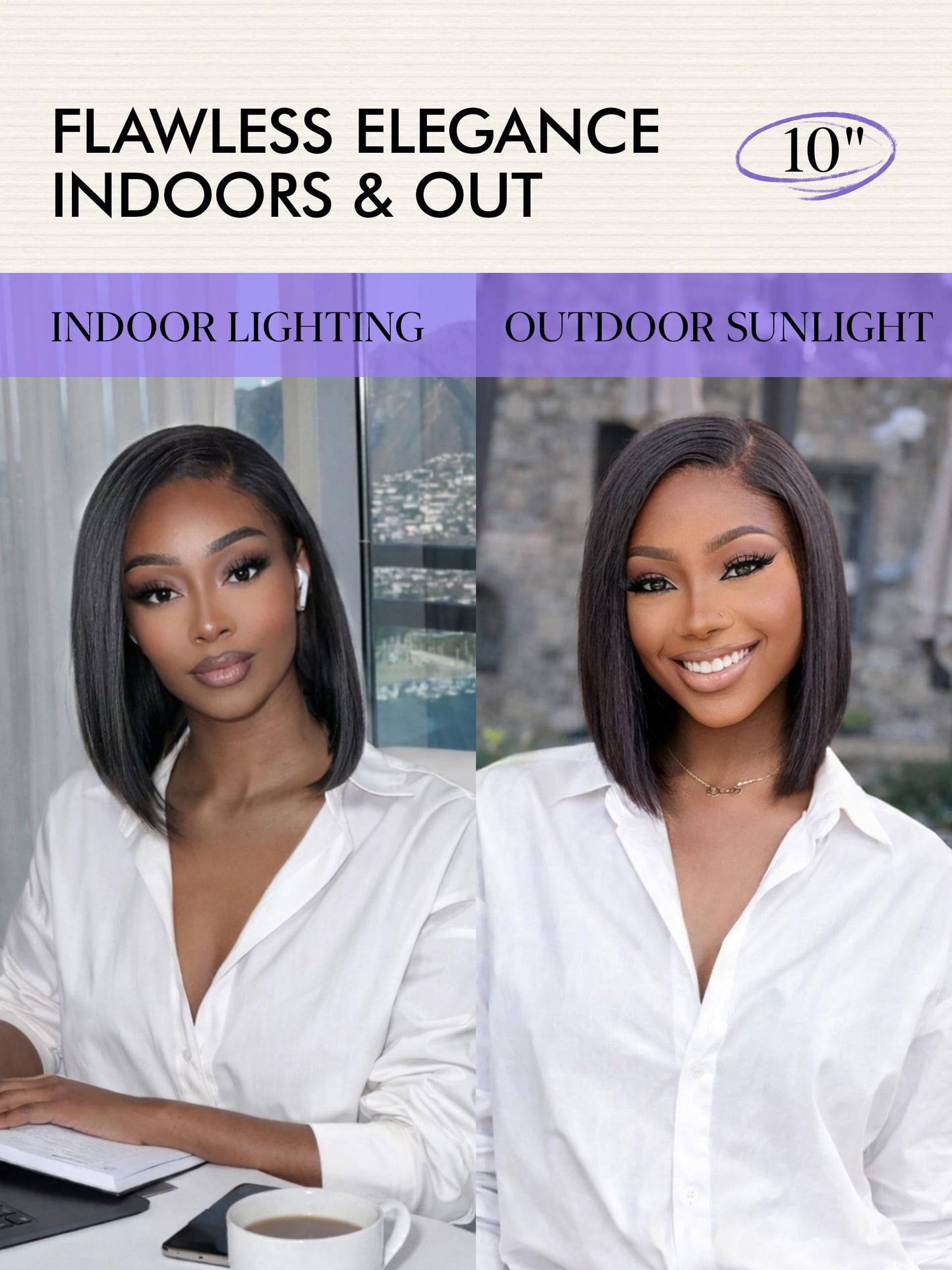 LUVME HAIR Bob Wig 100% Human Hair Wigs Glueless Lace Front 200% Density 14 Inches Bob, Pre Cut Plucked Lace Short Wig Ready To Go Natural Color Straight Bleached Knots Side Part Black Wigs
