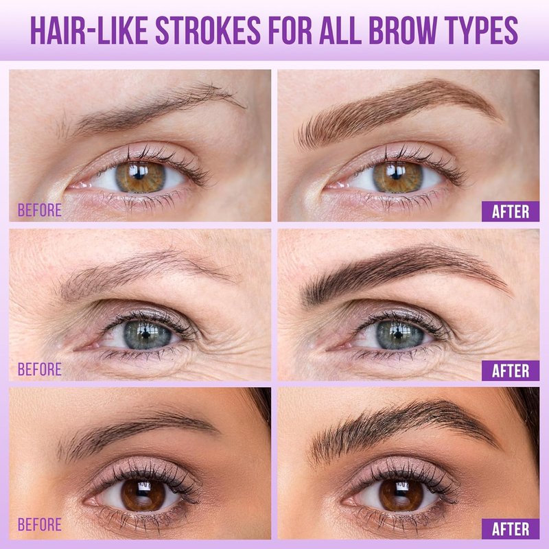 Vevivia Eyebrow Pen - 4D Micro Brush-Tip for Natural Hair-Like Strokes | Long-Lasting Waterproof Dark Brown