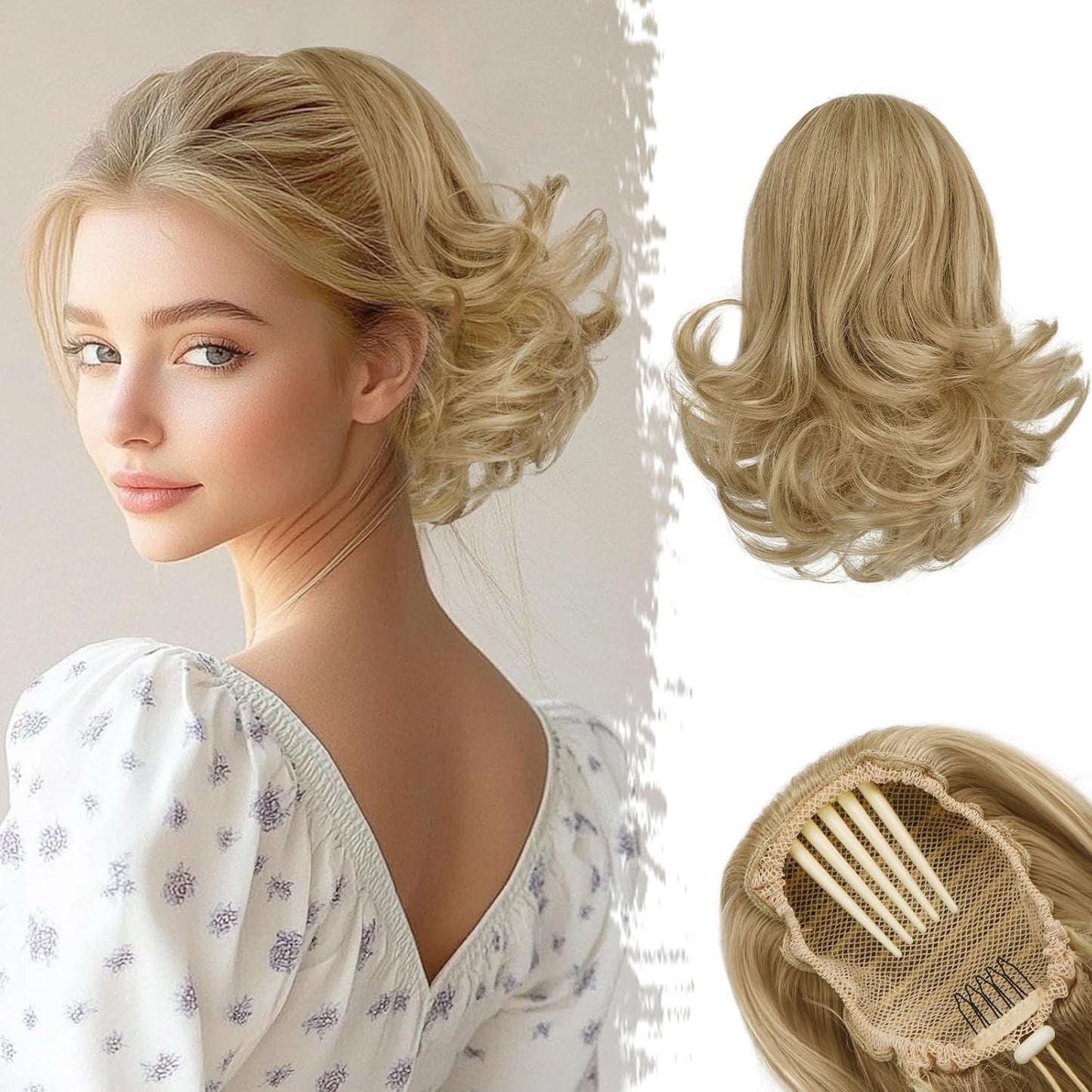 Dark Brown Ponytail Extension - 10 Inch Wavy Drawstring Hairpiece for Women | Synthetic Clip-In Ponytail