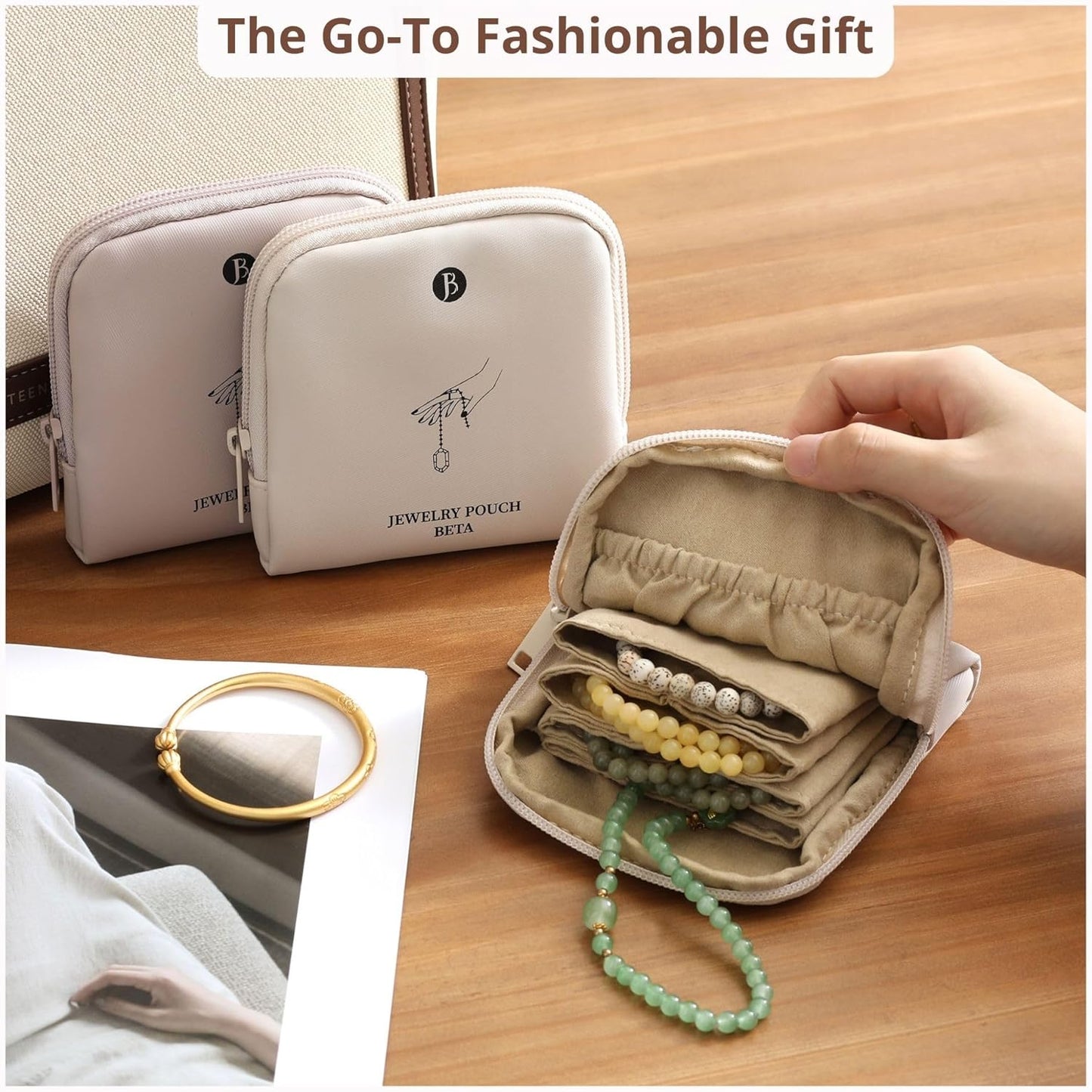 Small Travel Jewelry Case - Tangle-Free Organizer for Women | Waterproof PU Pouch (Pink, Single Zipper)