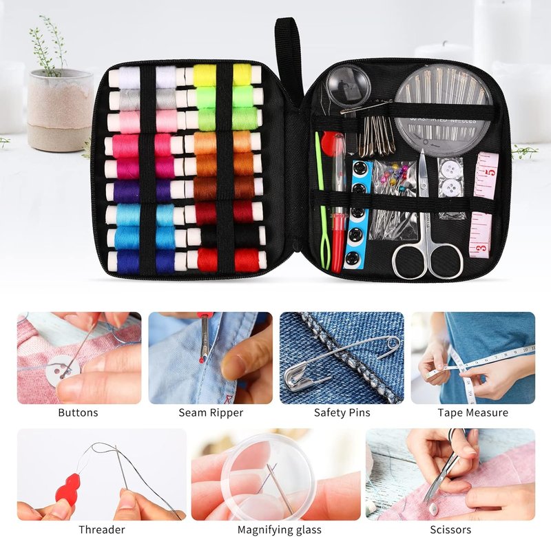 Sewing Kit - Complete Needle and Thread Set for Adults | Travel-Ready Accessories, Scissors & More