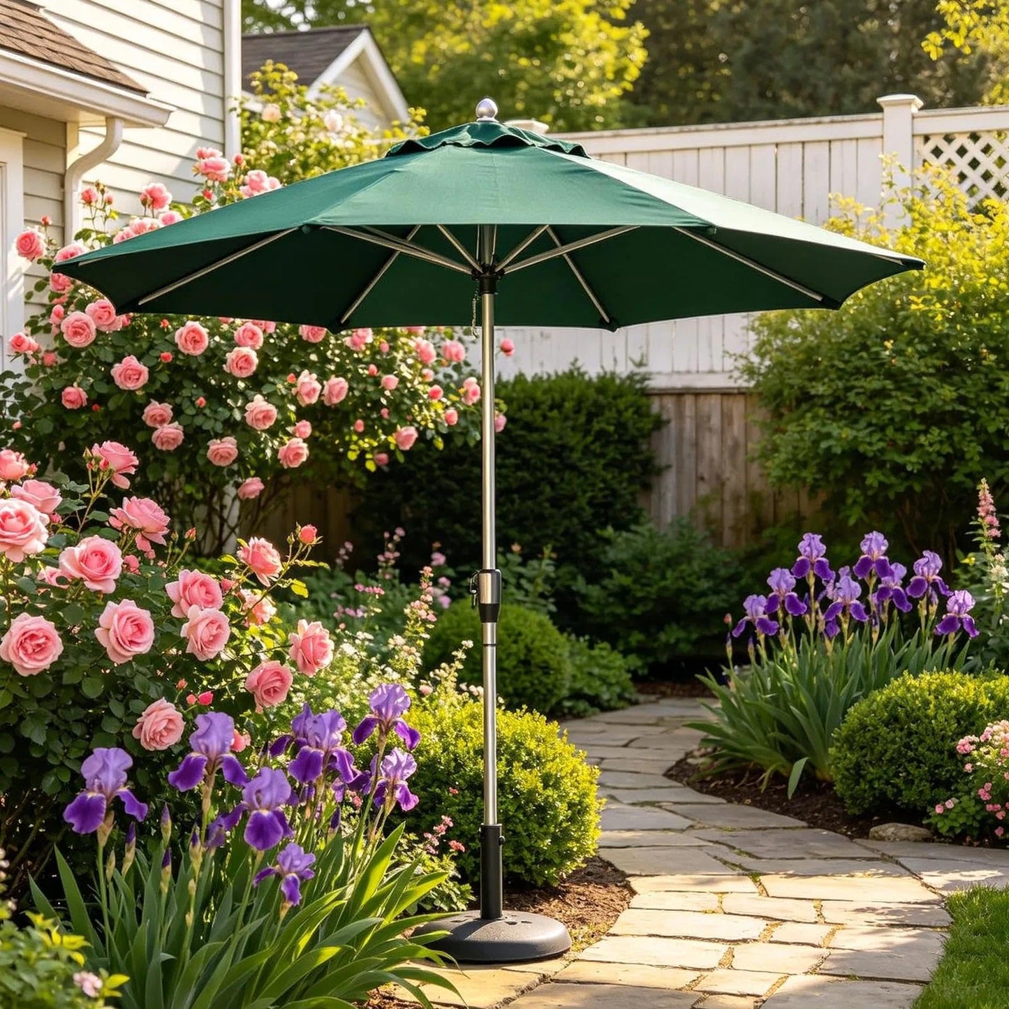 11FT 8Ribs Market Patio Umbrella Replacement Canopy,UV Protective Umbrella Fabric Replacement Canopy Cover for Outdoor Garden Backyard, Pool(3.3M) (Grass Green)