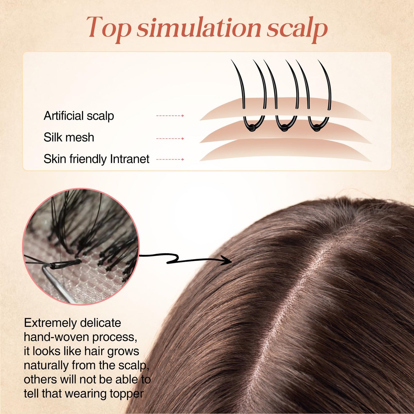 Flufymooz 100% Real Human Hair Toppers for Women, 10 Inch Clip in Human Hair Topper for Thinning Hair, 360°3D Cover Clip in Bangs Natural Hairpiece With 4.5'' x 3'' Silk Base