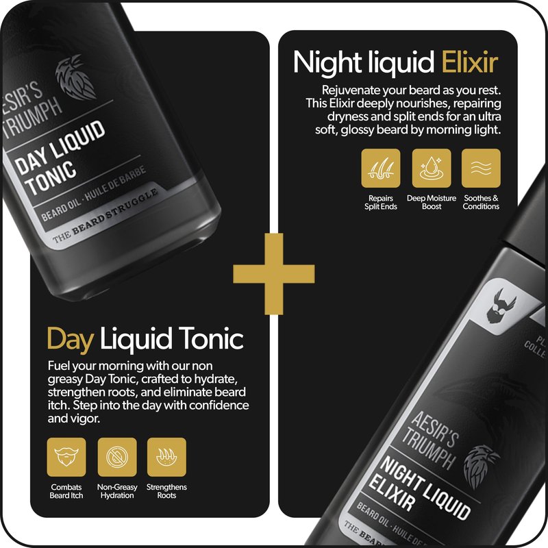 The Beard Struggle Tonic + Elixir Beard Oil Bundle - Platinum Collection - Grooming Beard Oil - Softens, Moisturizers, and Strengthens Beard Growth - Pack of 2, Loki Unscented