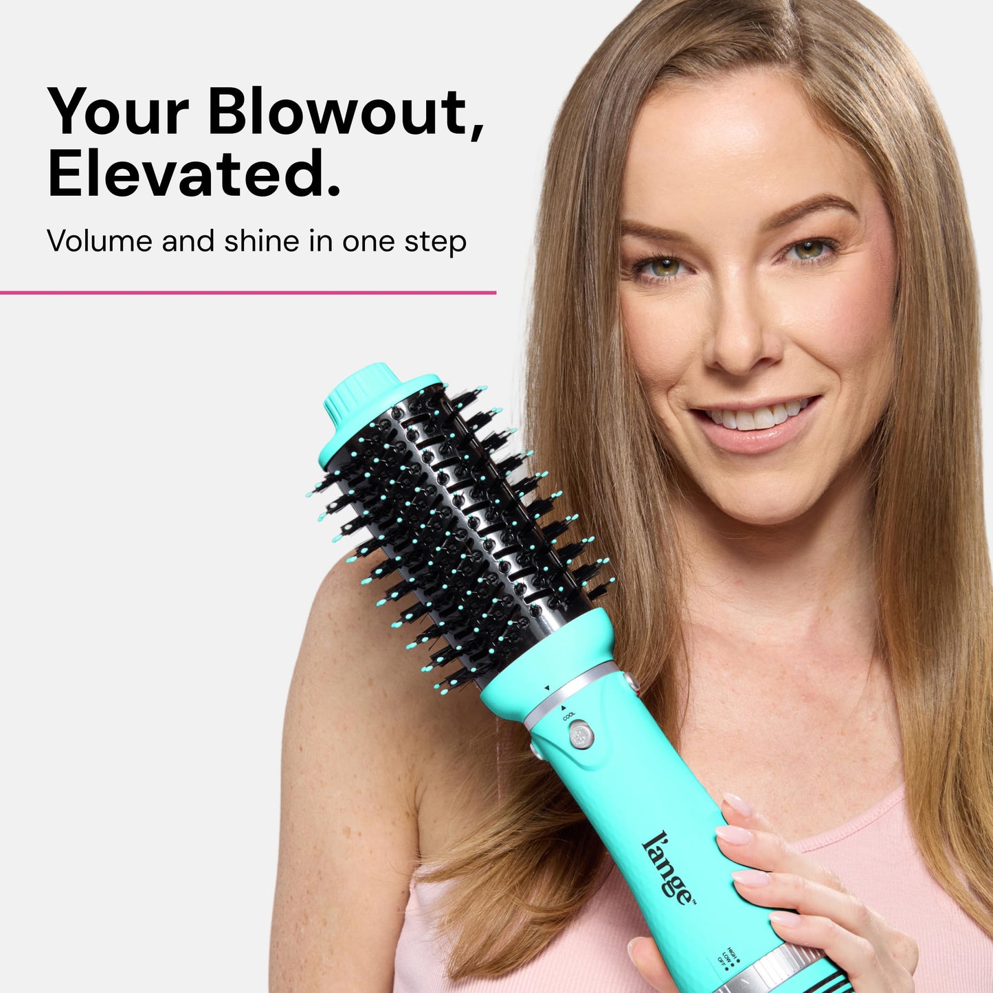 L'ANGE HAIR VolumeBoost 60mm 2-in-1 Ceramic Volumizing Brush Dryer | Fast Drying & Styling for Frizz-Free, Voluminous Blowouts | Ceramic-Coated Barrel (Blue)