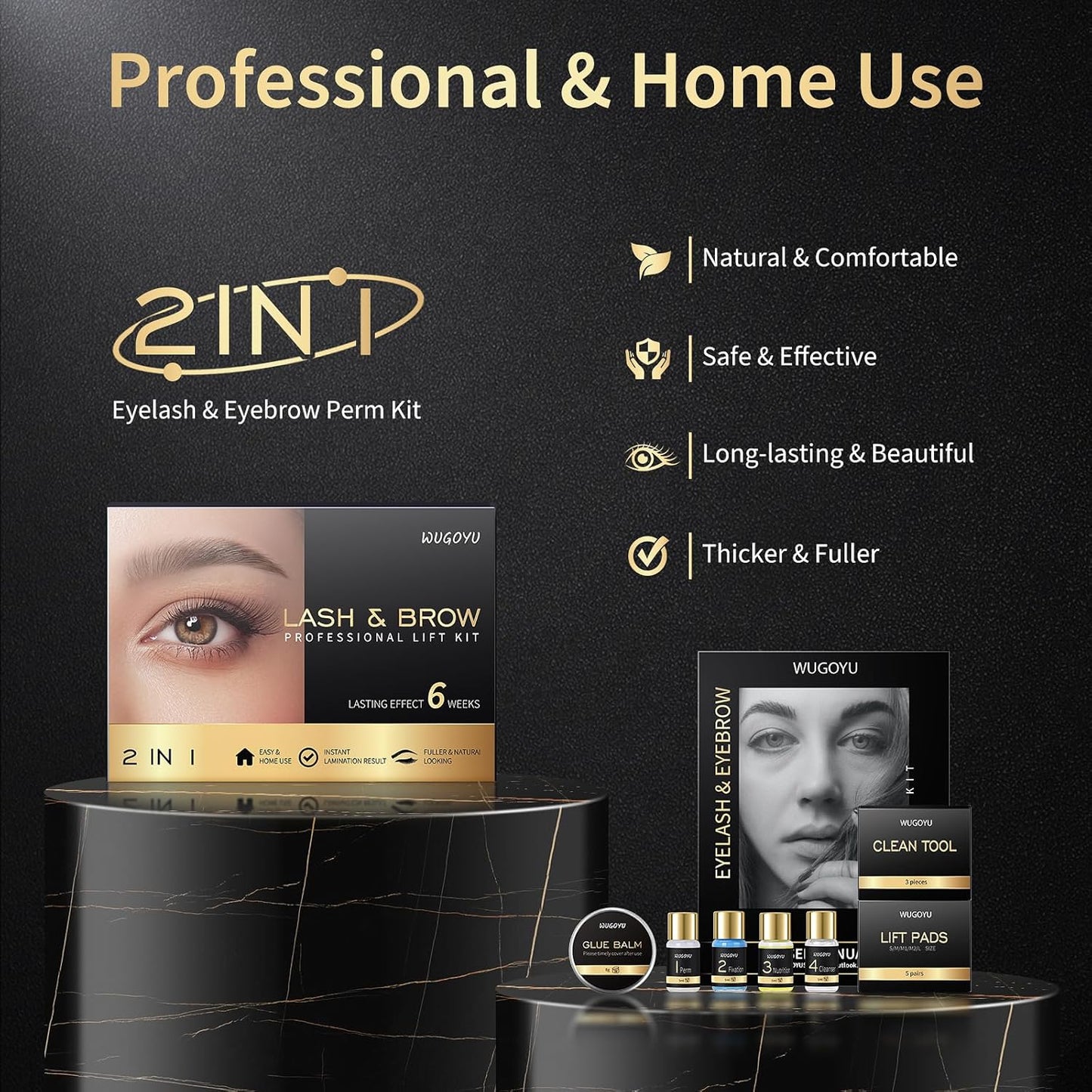 Lash Lift Kit - Professional Eyelash & Brow Lamination 2-in-1 | Fuller, Thicker Brows for Salon & Home Use