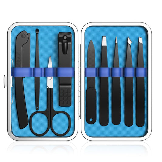 Yougai Tweezers Set for Men/Women, 9PCS Professional Stainless Steel Tweezer Kit with Leather Travel Case