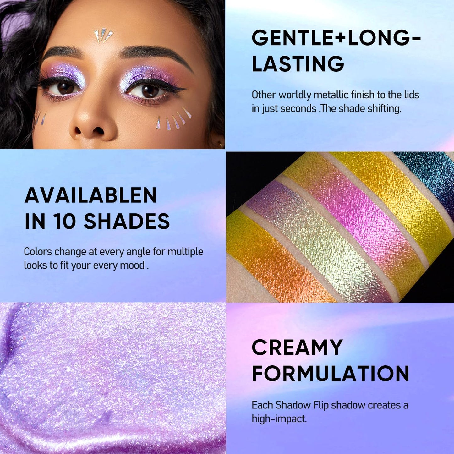 MAKI YIKA Chameleon Liquid Eyeshadow,Metallic Eyeshadow Liquid Intense MultiColor Shifting, Sparkling,Multichrome Eye Shadow Glitter High Pigment Longer-Lasting With No Creasing,Quick-Drying Makeup