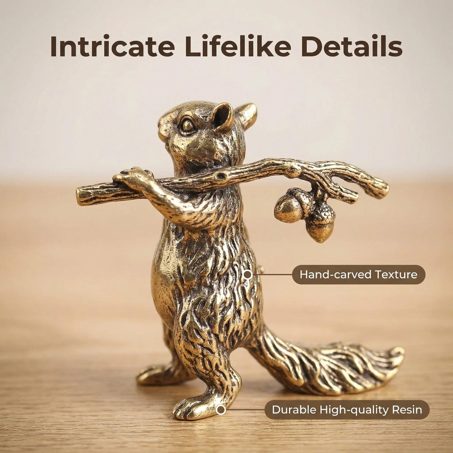 Charming Squirrel on Branch Figurine - Rustic Woodland Animal Statue for Home Decor, Office Desk, Bookshelf, and Nature Lover Gifts