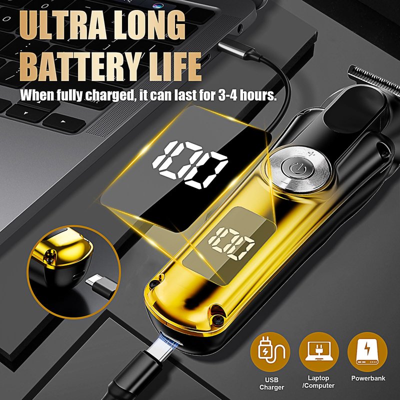 6-in-1 Hair Clipper Beard Trimmer for Men, IPX6 Waterproof Electric Shaver Razor&Cordless Hair Clipper Grooming Kit Hair Trimmer for Nose, Body, Face and Mustache, Gifts for Men