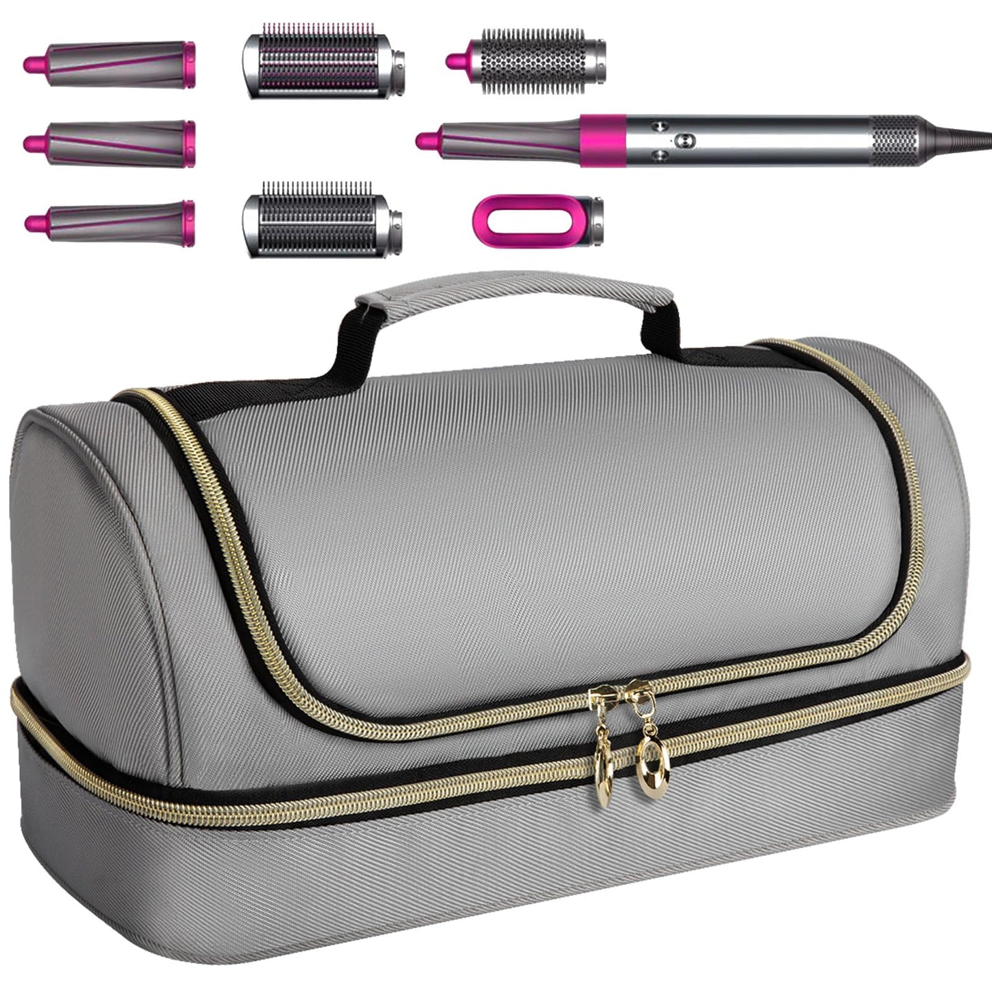 Wigojoy Portable Travel Carrying Case Compatible with for Dyson Airwrap & Shark Flexstyle, Waterproof Carry Bag with Internal Metal Hook for Tangle-Free Travel & Bathroom Storage