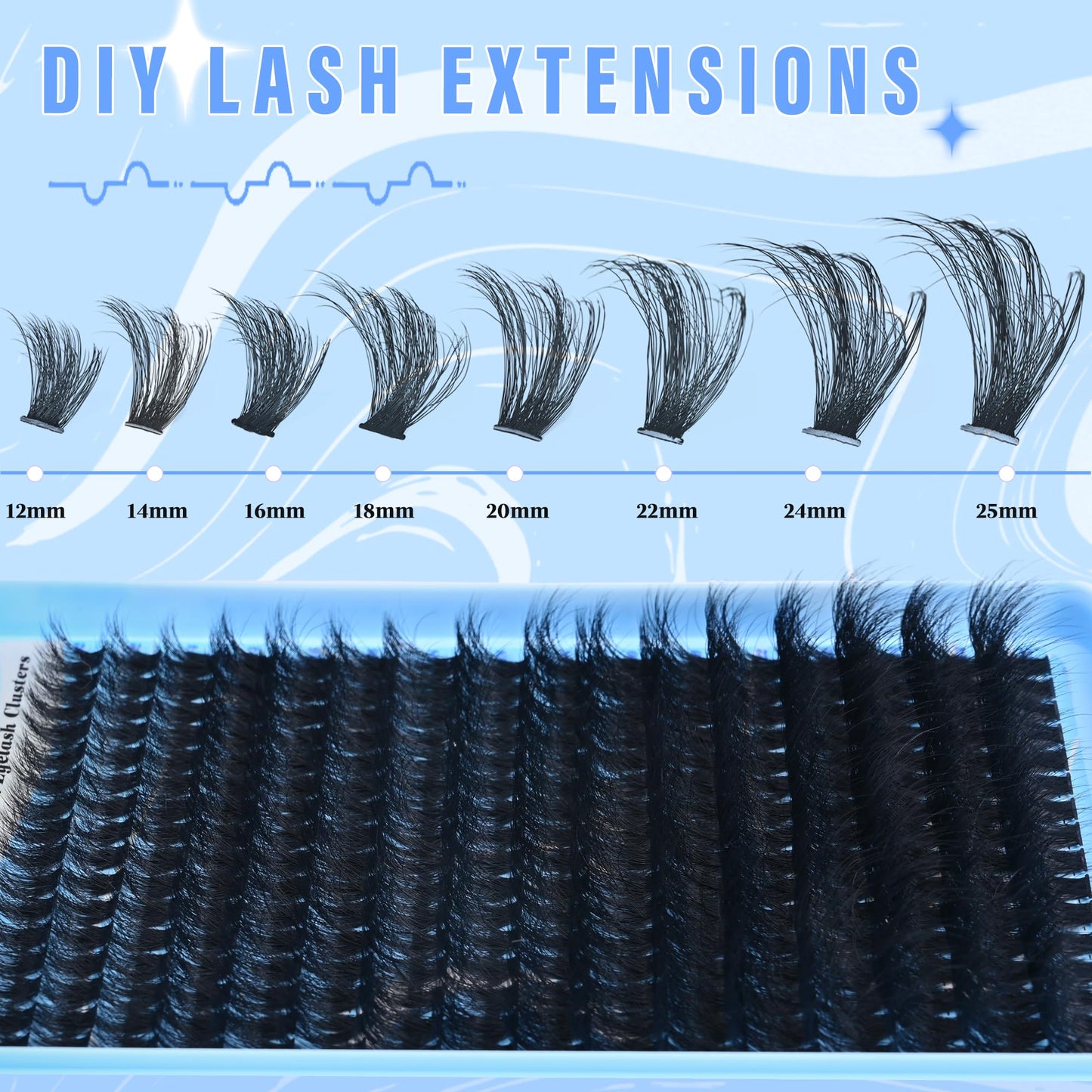 Lash Clusters 140D Thick Eyelash Clusters 12-25mm Wispy Individual Mega Volume Lashes D Curl Long Cluster Eyelash Extensions 256Pcs DIY Lash Extension at Home, by Yaiseiko(Plant Fiber)