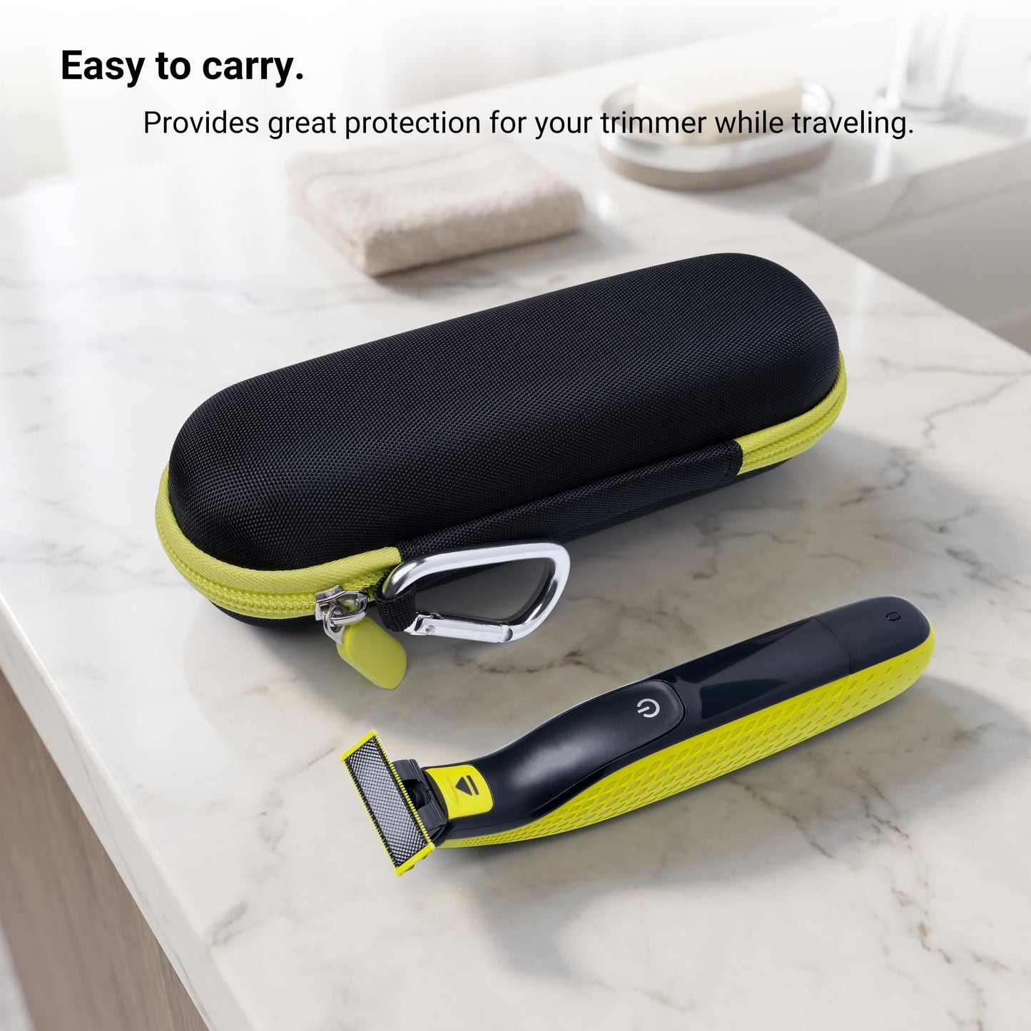 Travel Case for Philips OneBlade 360/Pro/Intimate Series - Hard EVA Storage Case for Electric Shaver, Beard Trimmer & Body Groomer with Accessories Organizer, Black&Green