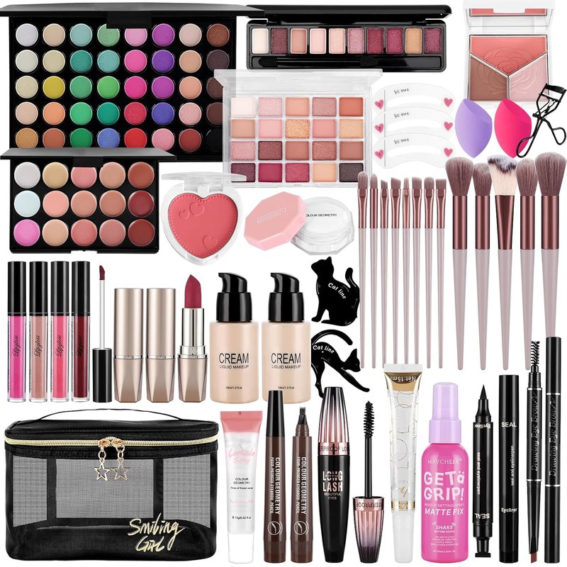 Complete Makeup Kit for Women - Foundation, Eyeshadow Palette & Brushes | Perfect Gift Set for Beginners & Teens