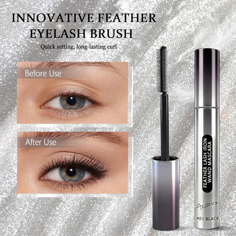 Iron Wand Mascara - 3D Curling Eyelash Mascara for Natural Length & Volume | Long-Lasting, Smudge-Proof (Black)