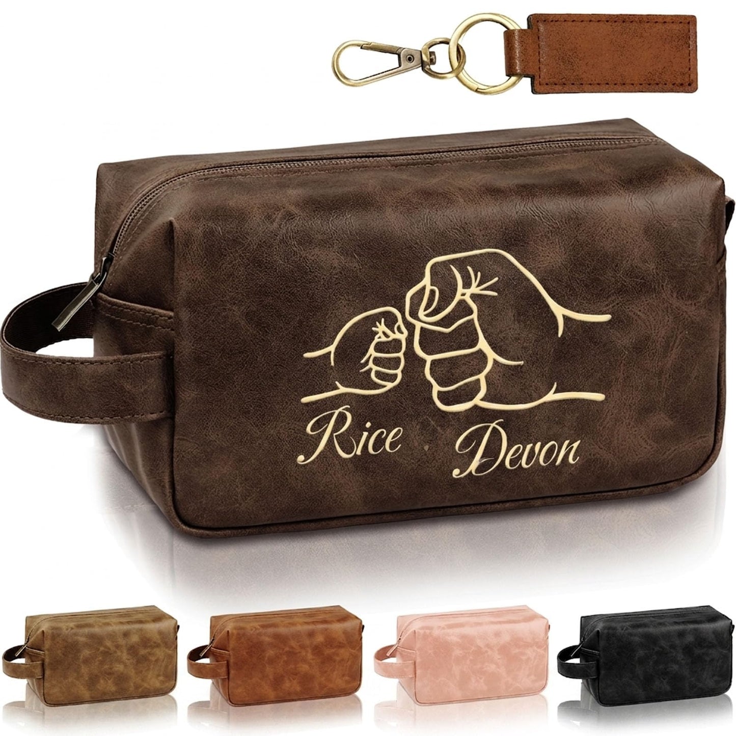 Motifool Personalized Toiletry Bag for Dad, Fathers Day Gift Men's Travel Shower Kit with Monogram, Waterproof Hanging Wash Bag for Husband Grandpa