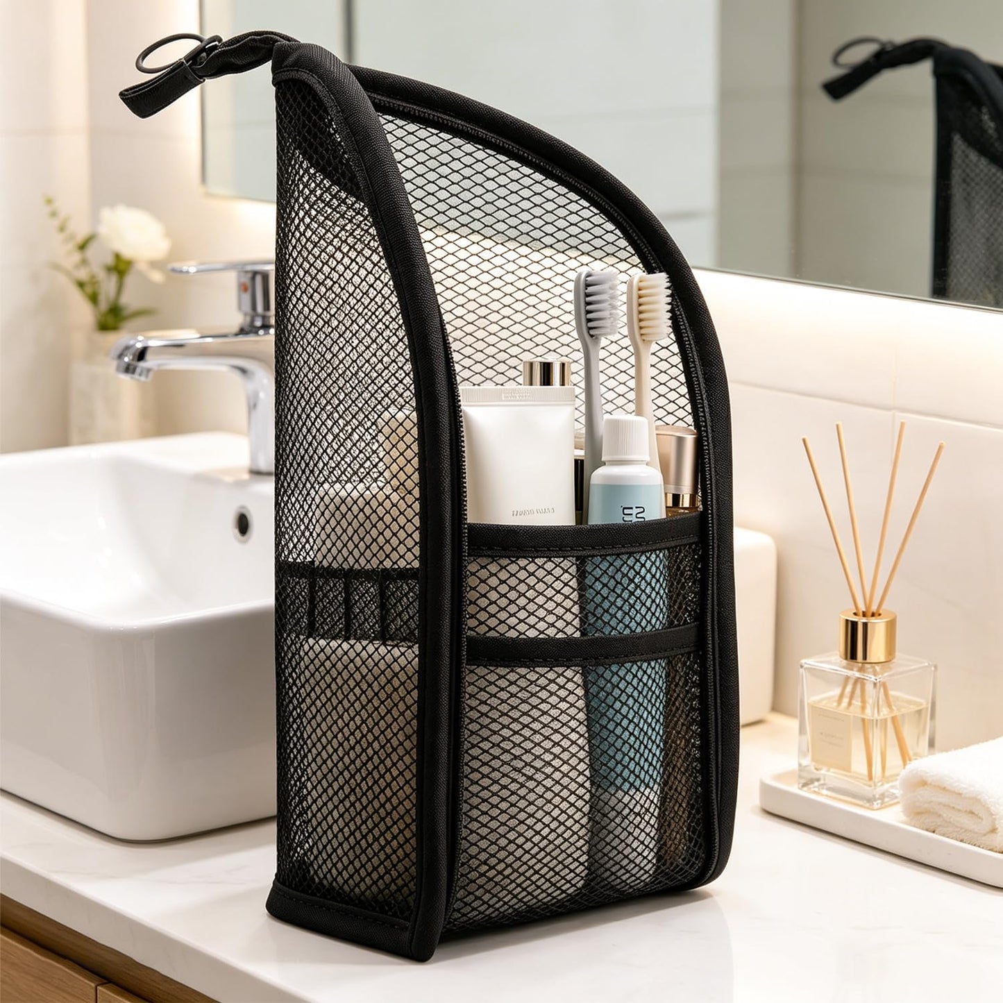 Standing Toiletry Bag, Portable Lightweight Travel Toiletry Bag (Black)