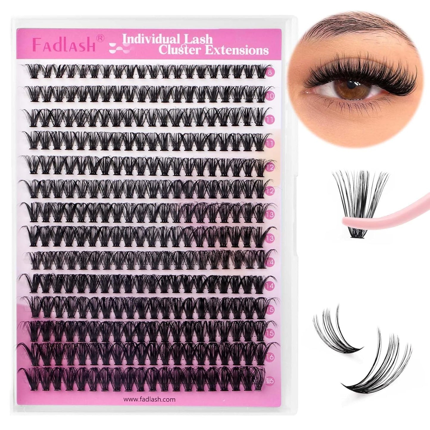 Cluster Lashes - D Curl Wispy Individual Eyelash Extensions for Natural Look | Reusable Fluffy DIY Kit (12-18mm Mix)