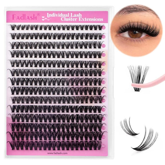 DIY Lash Clusters - D Curl Individual Eyelash Extensions 280PCS | Soft Band Wispy Volume, 8-16mm