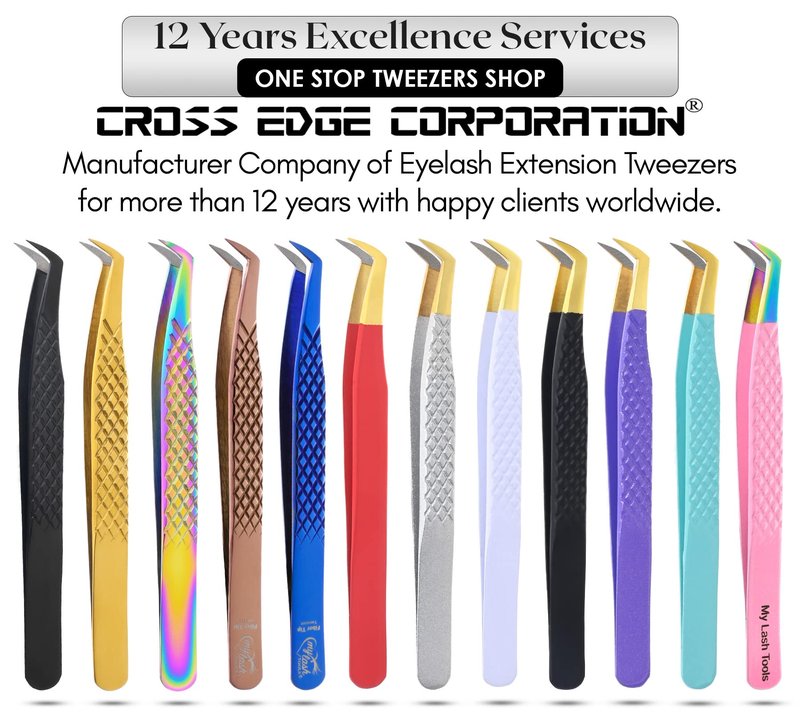 Fiber Tip Lash Tweezers Set for Eyelash Extensions Volume Tweezer and Dolphin-shaped Isolation Tweezer | 2 Pcs Stainless Steel Lash Extension Tweezers (Matte Red Gold Tip)